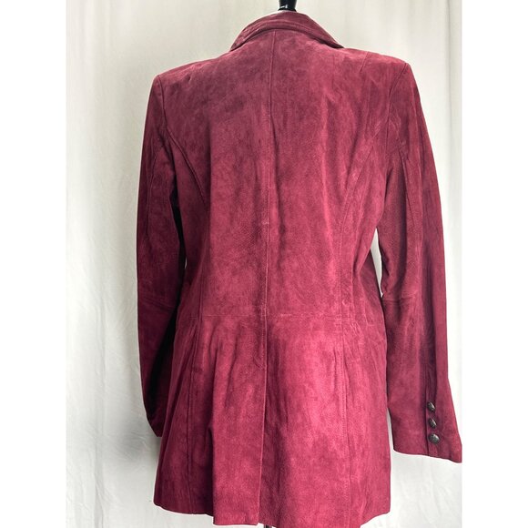Berry Colored Suede Jacket-sz L - Picture 3 of 10
